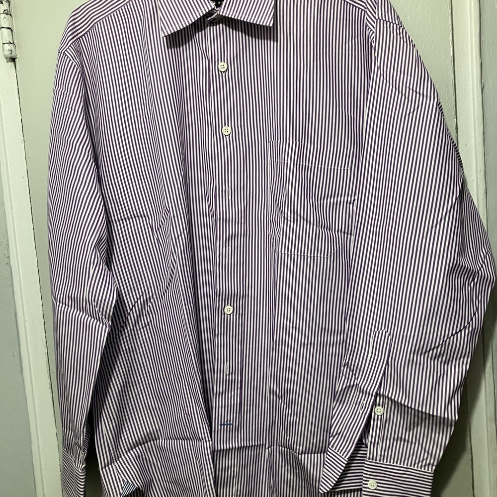 Classic Purple Striped Dress Shirt with a pocket 🥰